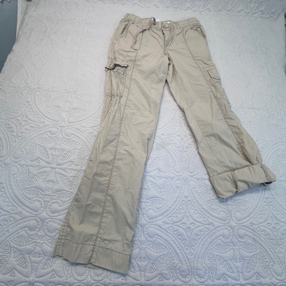 Joe Fresh Tan Khaki Cargo Pants Womens Size 0 Cotton Drawstring Utility Straight